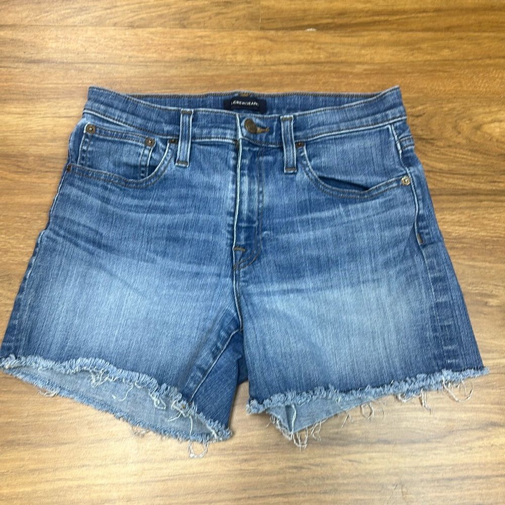 J Crew/Jeans Shorts Womens 25 Dark Blue Denim Jean Stretch High Rise Raw Hem